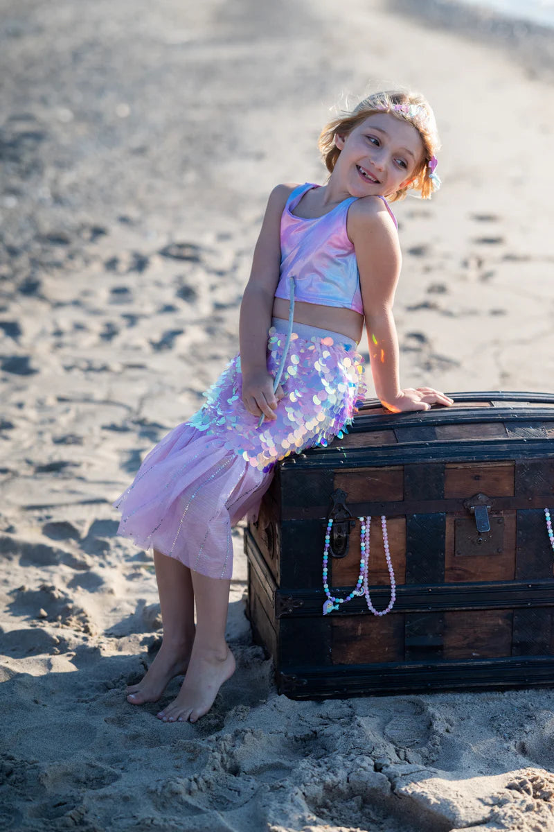 Great Pretenders Verkleedkledij Bling Bling Mermaid rok met haarclip - 4/6 jaar - Roze