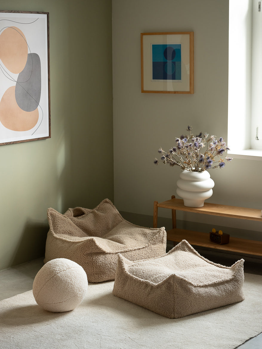 Wigiwama Beanbag Chair/Zitzak met Ottoman - Biscuit