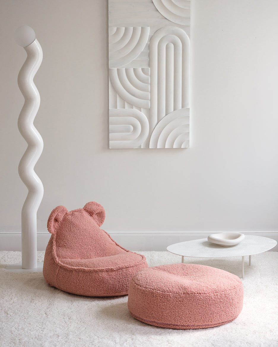 Wigiwama Teddy Bear Beanbag Chair/Zitzak met Ottoman - Guava