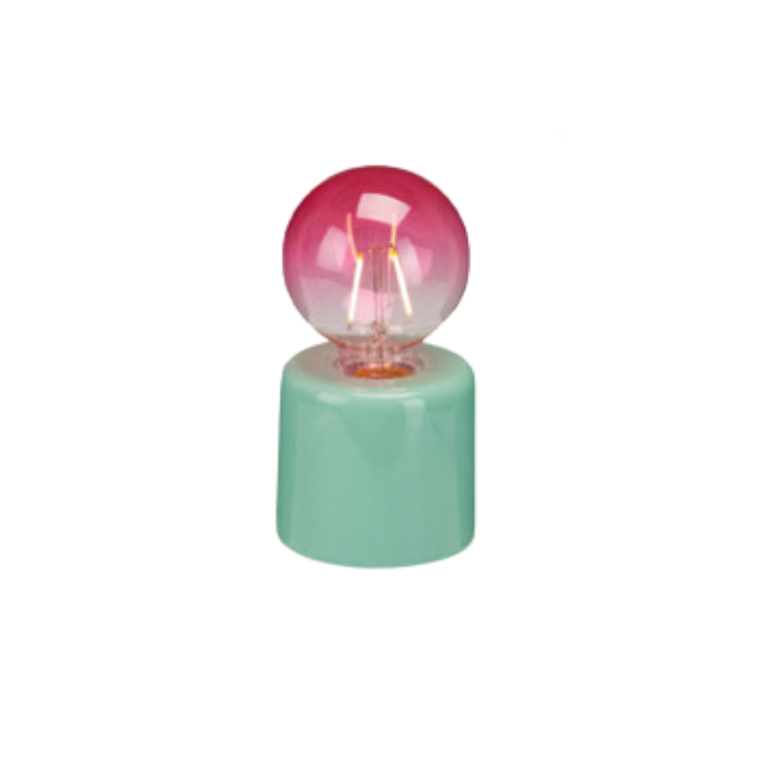 Home & Styling Lampe de table - Ø9xH17cm - Piles non incluses - Rose/Vert