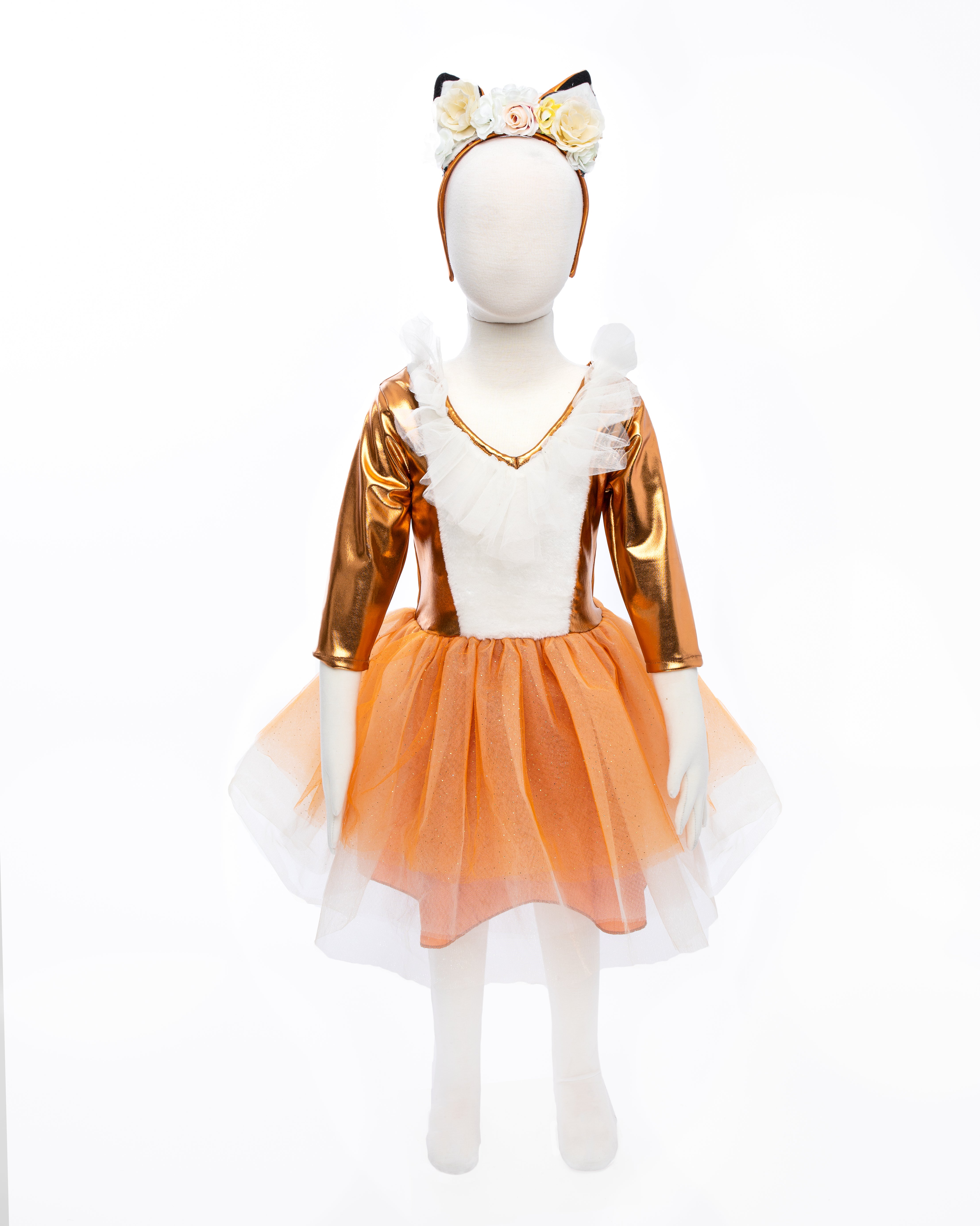 Great Pretenders Verkleedkledij Woodland vossenjurk met hoofdband - Oranje