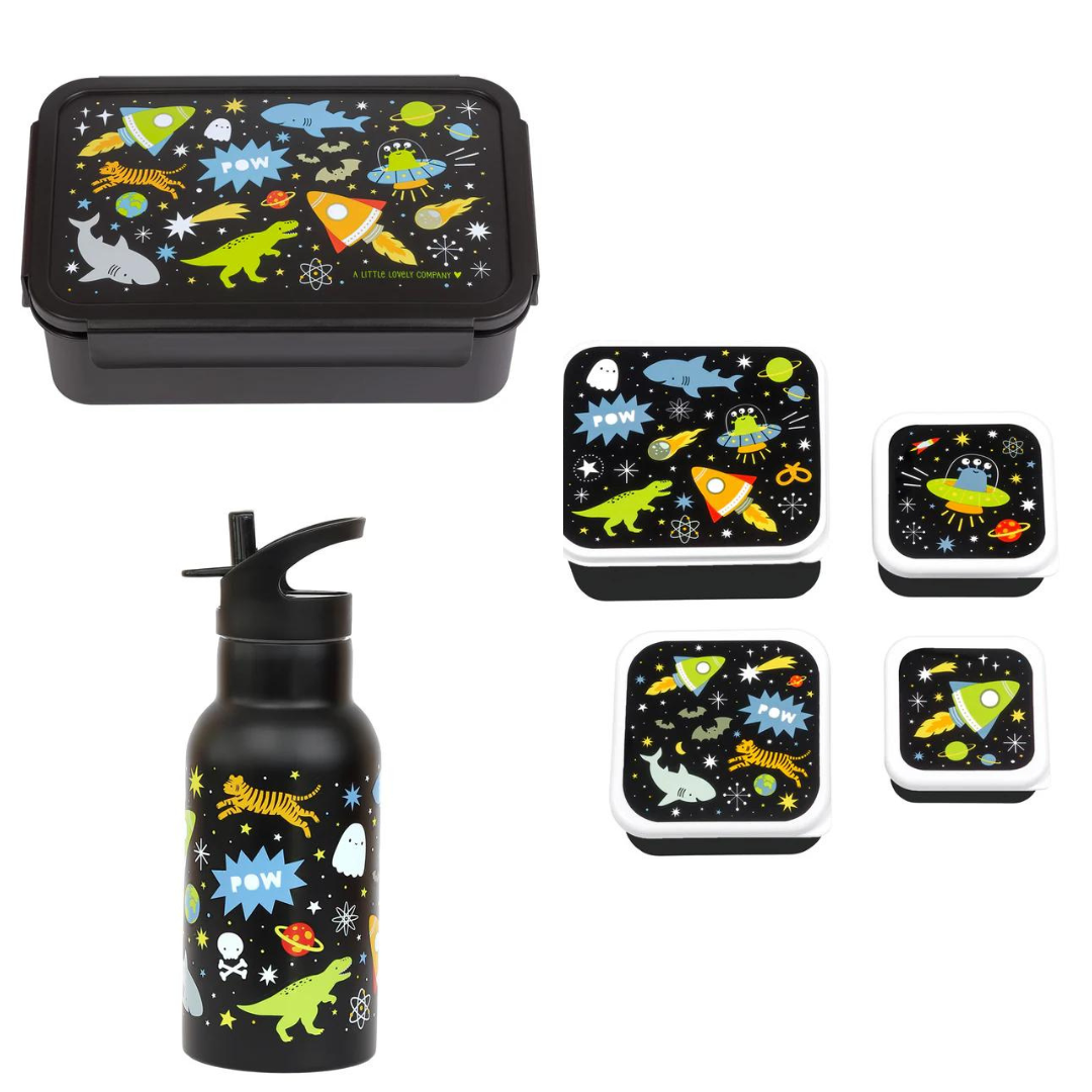 Beau von Bo Ein kleiner schöner Unternehmen Back to School Set - Trinkflasche Edelstahl/Snackkisten/Bentobox - Galaxy - Galaxy