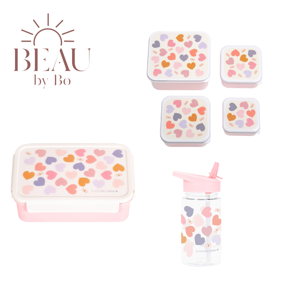 Bundle A Little Lovely Company Back to School-Set – Trinkflasche/4 Snackboxen/Bento-Box – Hearst