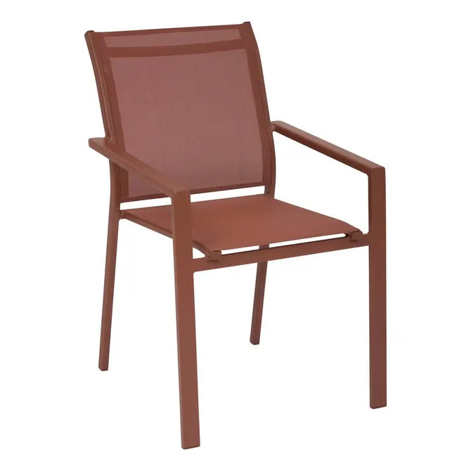 Chaise de jardin Hespéride Fauteuil empilable Essentia Aluminium Acajou - Lot de 4 pièces