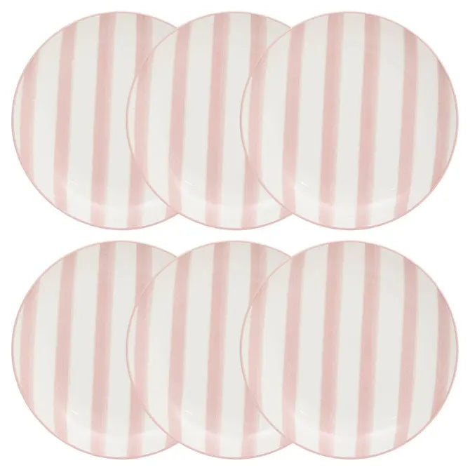 Secret de Gourmet Charlie Plat bord Ø19cm - Set van 6 stuks - Roze/Wit