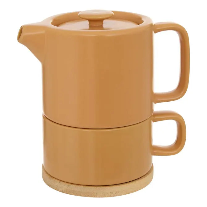 Secret de Gourmet 3 in 1 Theepot + Kopje + Onderzetter Keramiek - Oker
