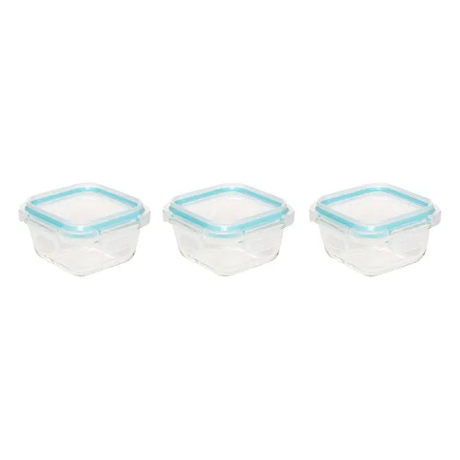 5Fünf Frischhaltedosen aus Glas – 3er-Set – 0,18 l – 11 x 11 x 6 cm