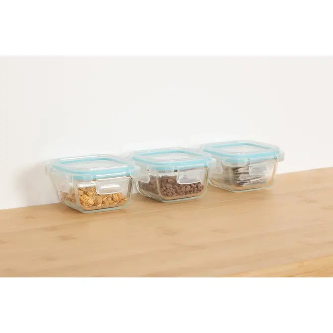 5Fünf Frischhaltedosen aus Glas – 3er-Set – 0,18 l – 11 x 11 x 6 cm