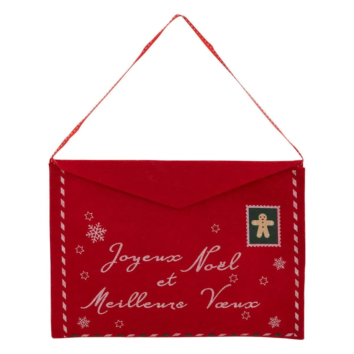 Fééric Lights and Christmas Kerst Cadeauverpakking enveloppe in vilt - Set van 10 stuks - 25cm - Rood/Wit