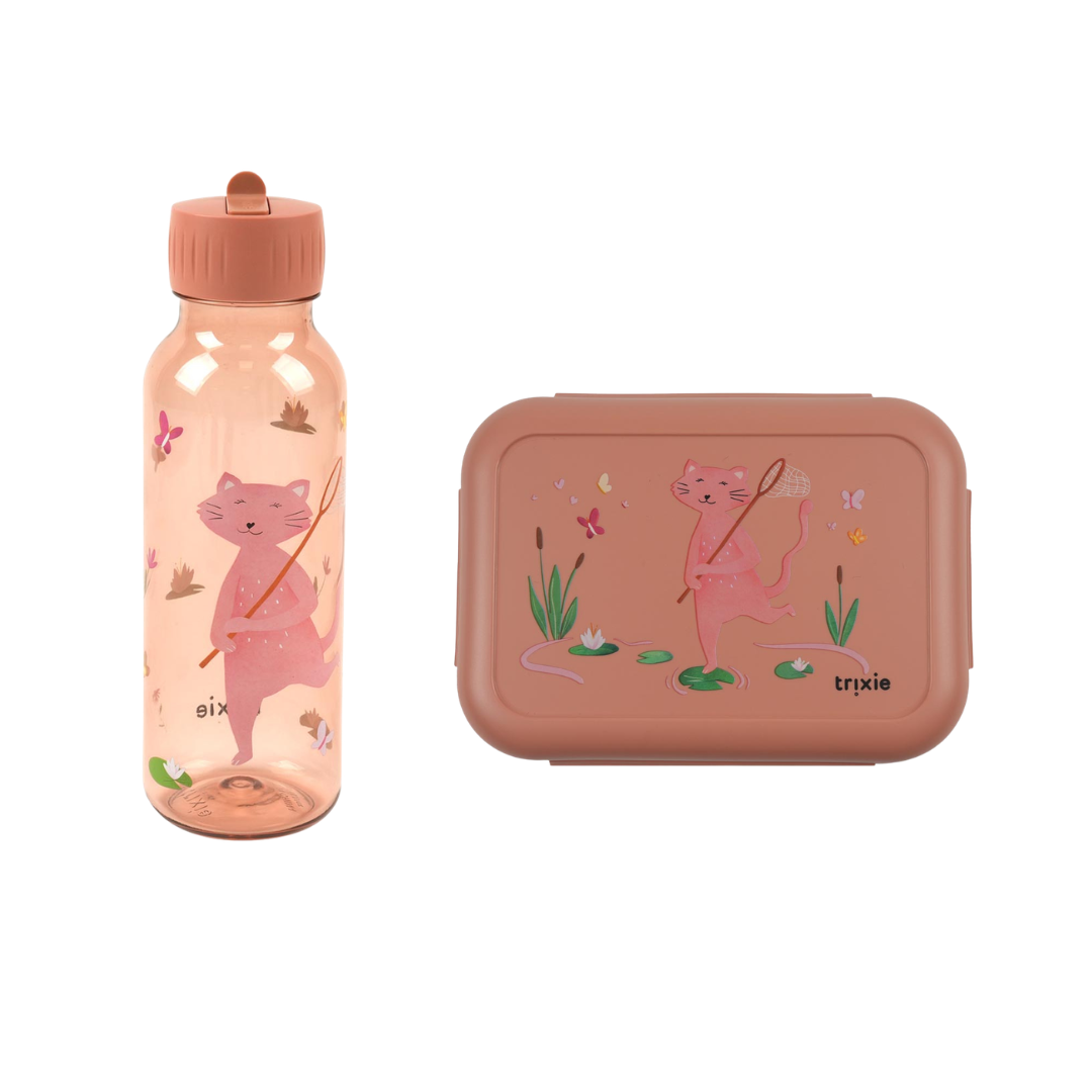 Bundel Trixie Back to School set - Lunchbox/Drinkfles 500ml - Pathfinder Mrs. Cat