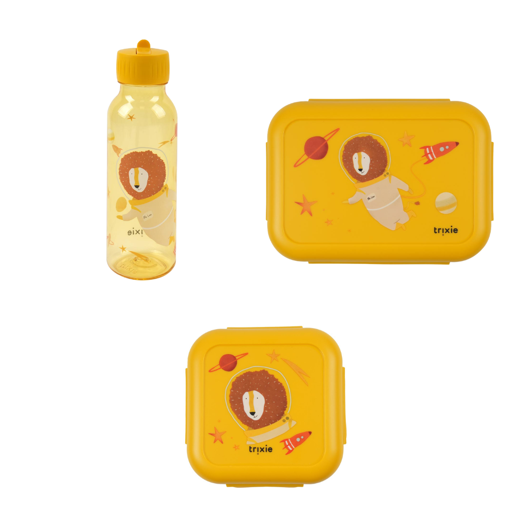 Bundel Trixie Back to School set - Lunchbox/Snackdoos/Drinkfles 500ml - Spaceman Mr. Lion