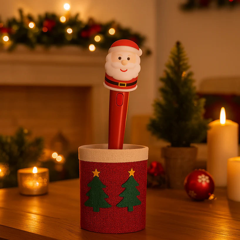 Home & Styling Oplichtende Pen - Kerstman - 17cm - Rood