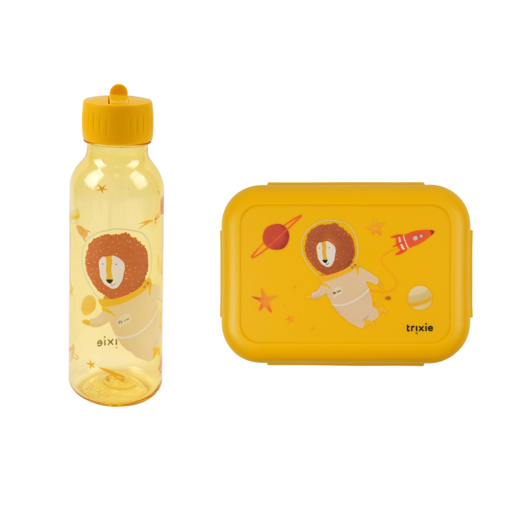 Bundel Trixie Back to School set - Lunchbox/Drinkfles 500ml - Spaceman Mr. Lion
