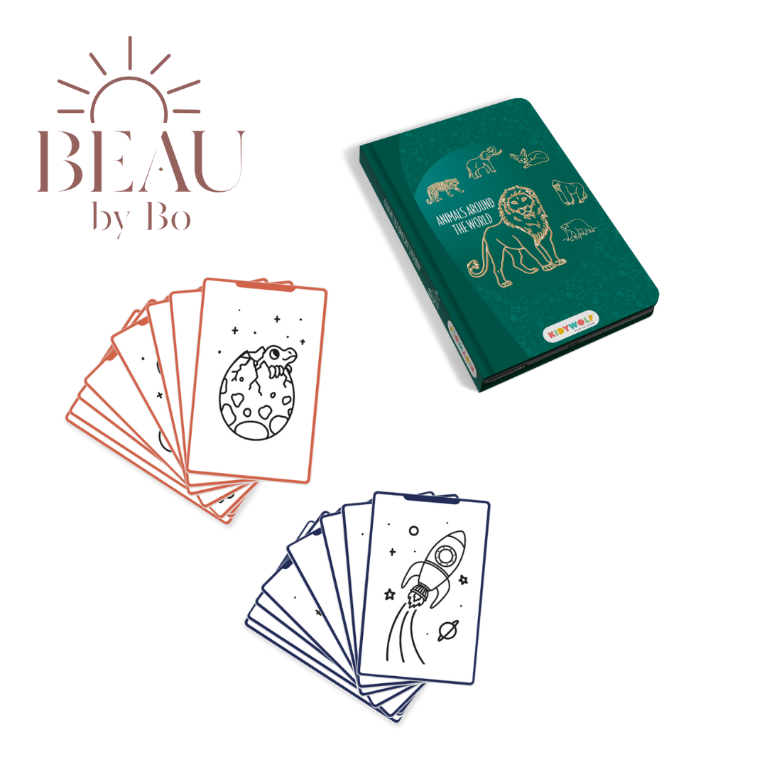 BEAU by Bo Kidywolf Kidydraw Mini Tekenboek met LCD-scherm Dieren over de wereld + Refill Galaxy & Dinosaurussen