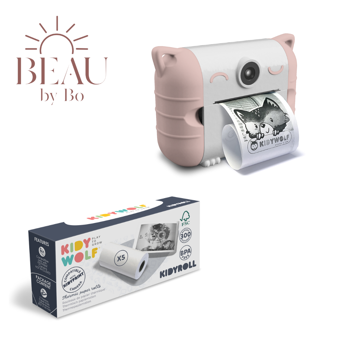 Bundel Kidywolf Camera met thermische printer Roze + Refill 5 rolletjes Klassiek