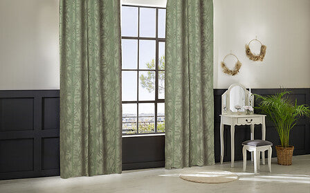 Atmosphera Willow Jacquard Gordijn 135x260cm - Gordijnen kant en klaar met haakjes ringen - Celadongroen