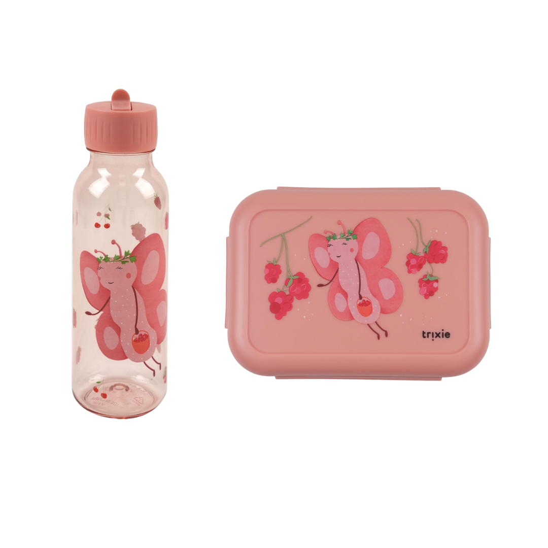 Bundel Trixie Back to School set - Lunchbox/Drinkfles 500ml - Fruit Fairy Mrs. Butterfly