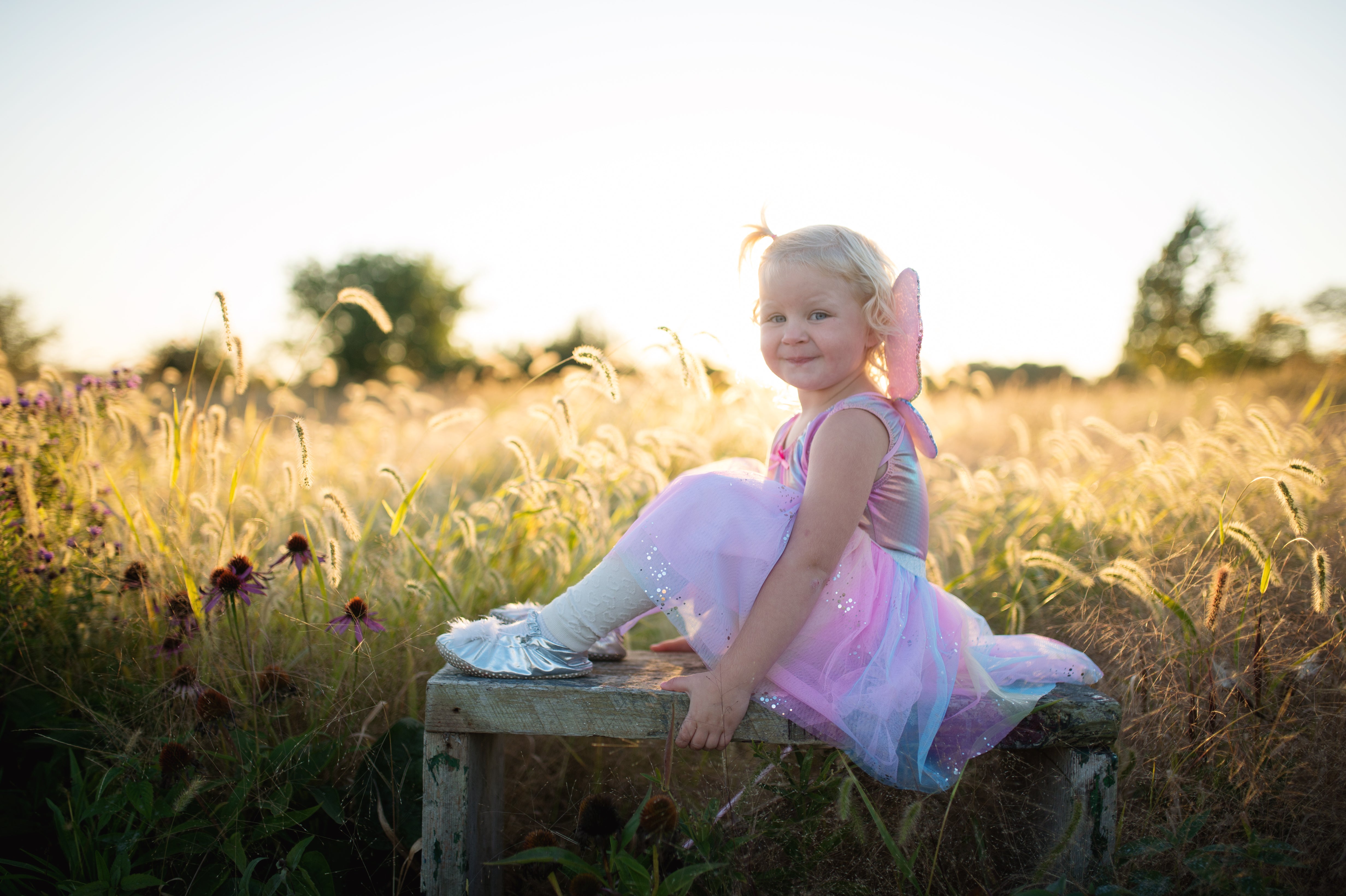 Great Pretenders Verkleedkledij Regenboog sequins rok met vleugels en toverstok - Multi - 4/6 jaar