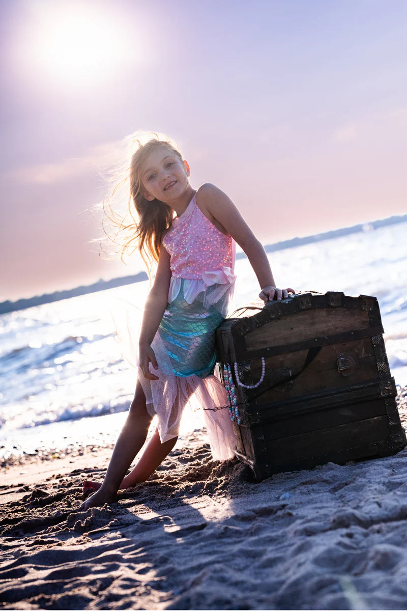 Great Pretenders Verkleedkledij Misty Pink Zeemeermin jurk - 5/6 jaar - Multi