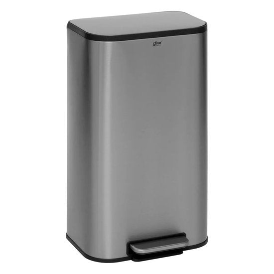 5Five Pedaal Afvalemmer - Soft close - 30L - Mat Roestvrij Staal - Grijs