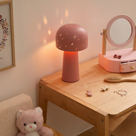 Atmosphera Kids Starry Mushroom Tafellamp - Ø16xH27cm - Roze