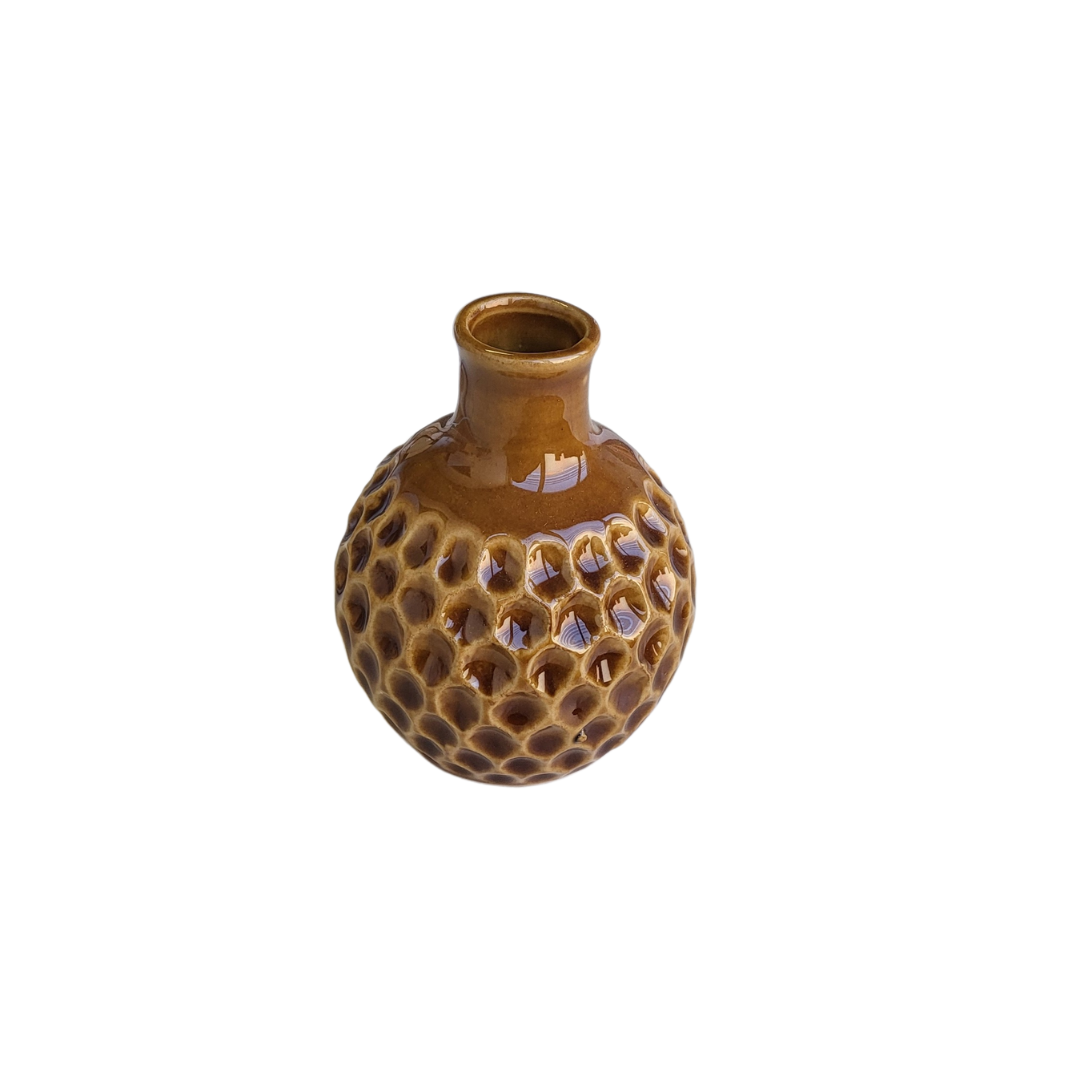 Vase - 9cm - Décoration - 3 Designs - Ambre