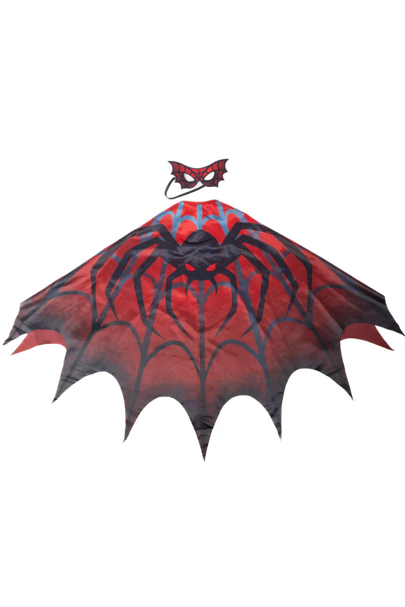 Great Pretenders Verkleedkledij Web Wever Soft Wings cape met oogmasker - 4/6 jaar - Rood