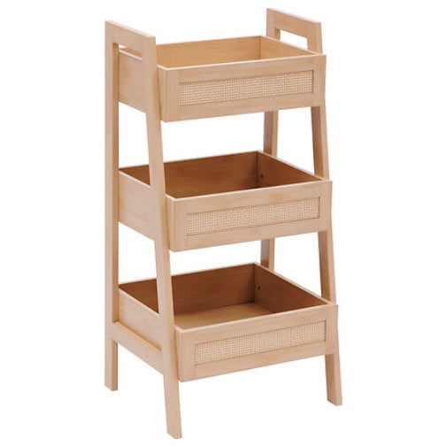 5Five Opbergrekje met rieten afwerking - 3 niveaus - 40x34x80cm - Beige
