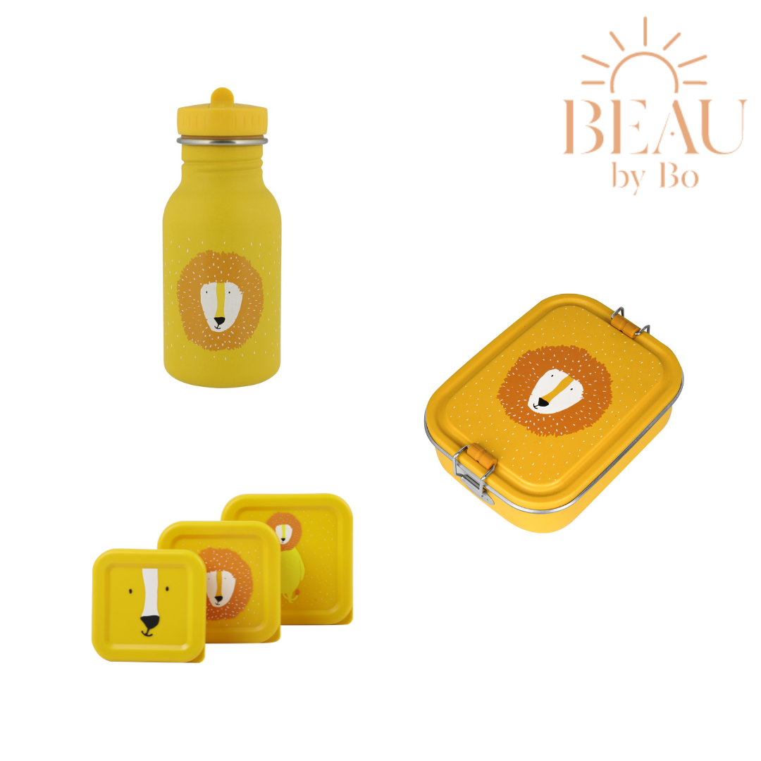 BEAU by Bo Trixie Back to School set - Lunchbox/Snackdozen/Drinkfles 350ml - Mr. Lion