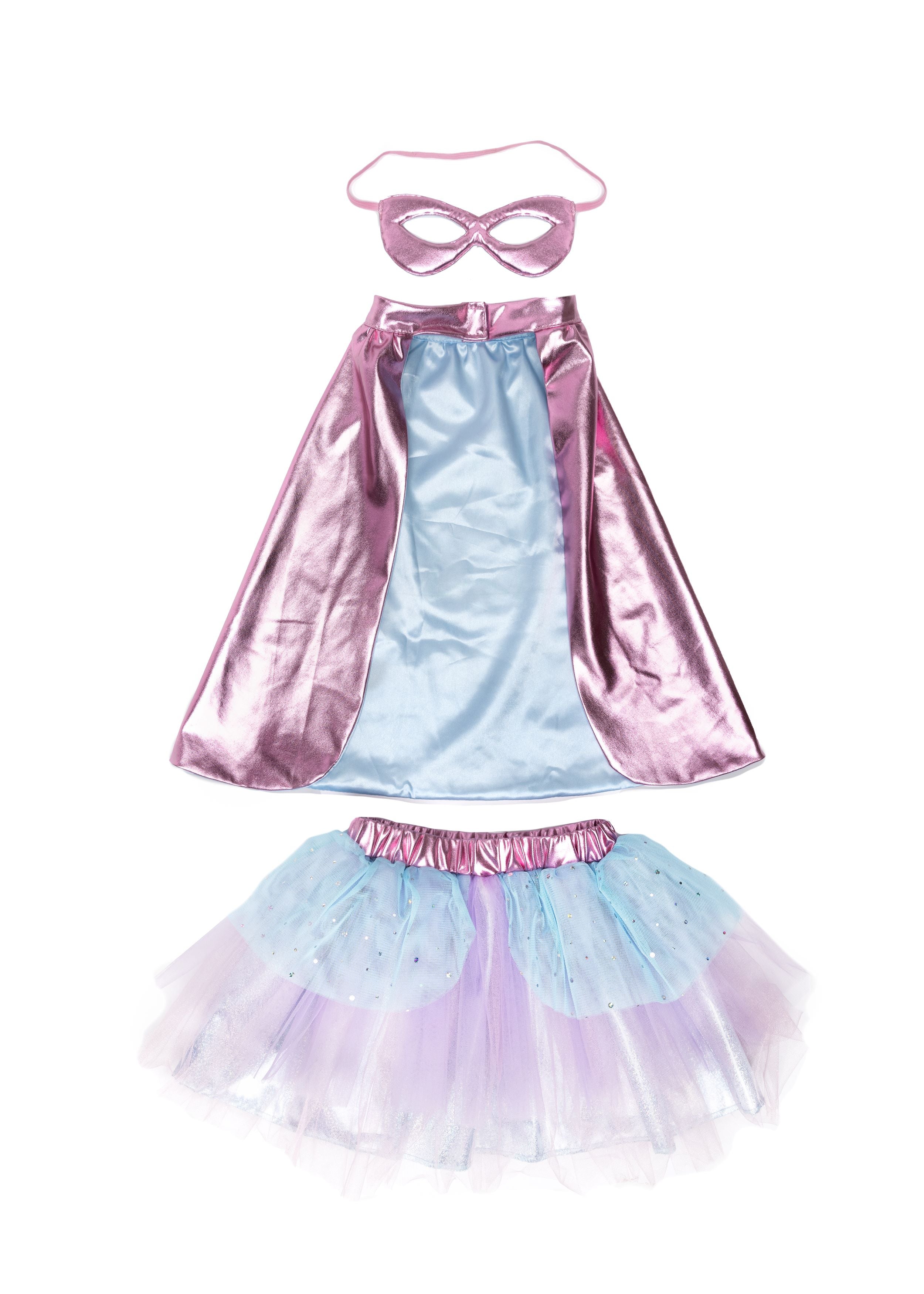 Great Pretenders Verkleedkledij Super-Duper Tutu met cape en masker - Roze/Blauw - 4/6 jaar