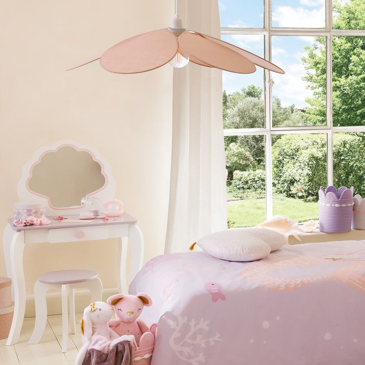 Atmosphera Kids children's hanging lamp flower - Pink - H64