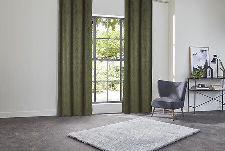 Atmosphera Fujo Fluwelen Verduisteringsgordijn 135x260cm - Gordijnen kant en klaar met haakjes ringen - Kakigroen