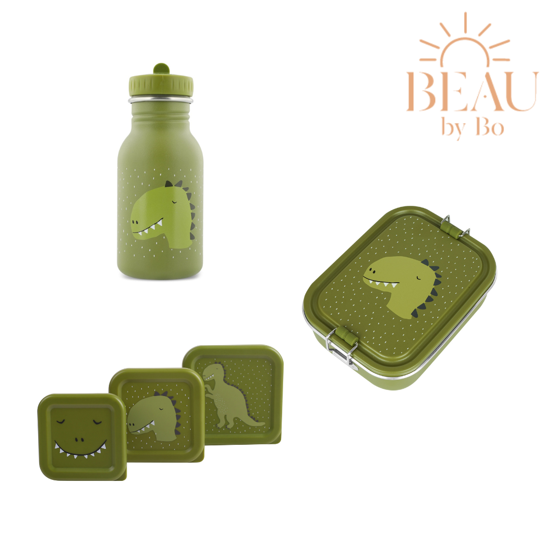 BEAU by Bo Trixie Back to School set - Lunchbox/Snackdozen/Drinkfles 350ml - Mr. Dino