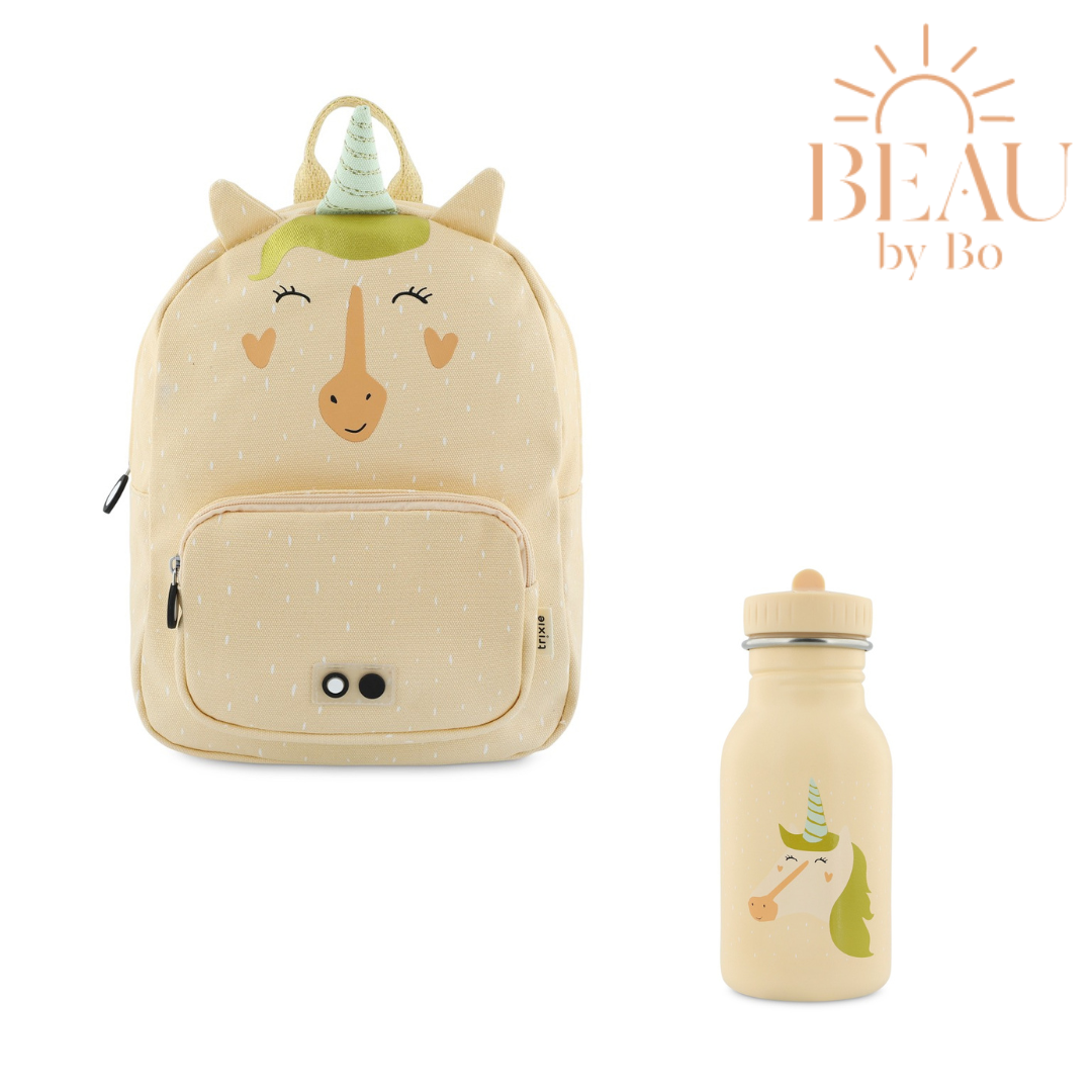 BEAU by Bo Trixie Back to School set - Rugzak/Drinkfles 350ml - Mrs. Unicorn