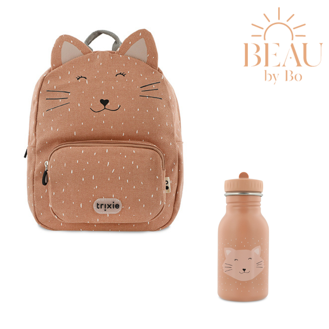 BEAU by Bo Trixie Back to School set - Rugzak/Drinkfles 350ml - Mrs. Cat