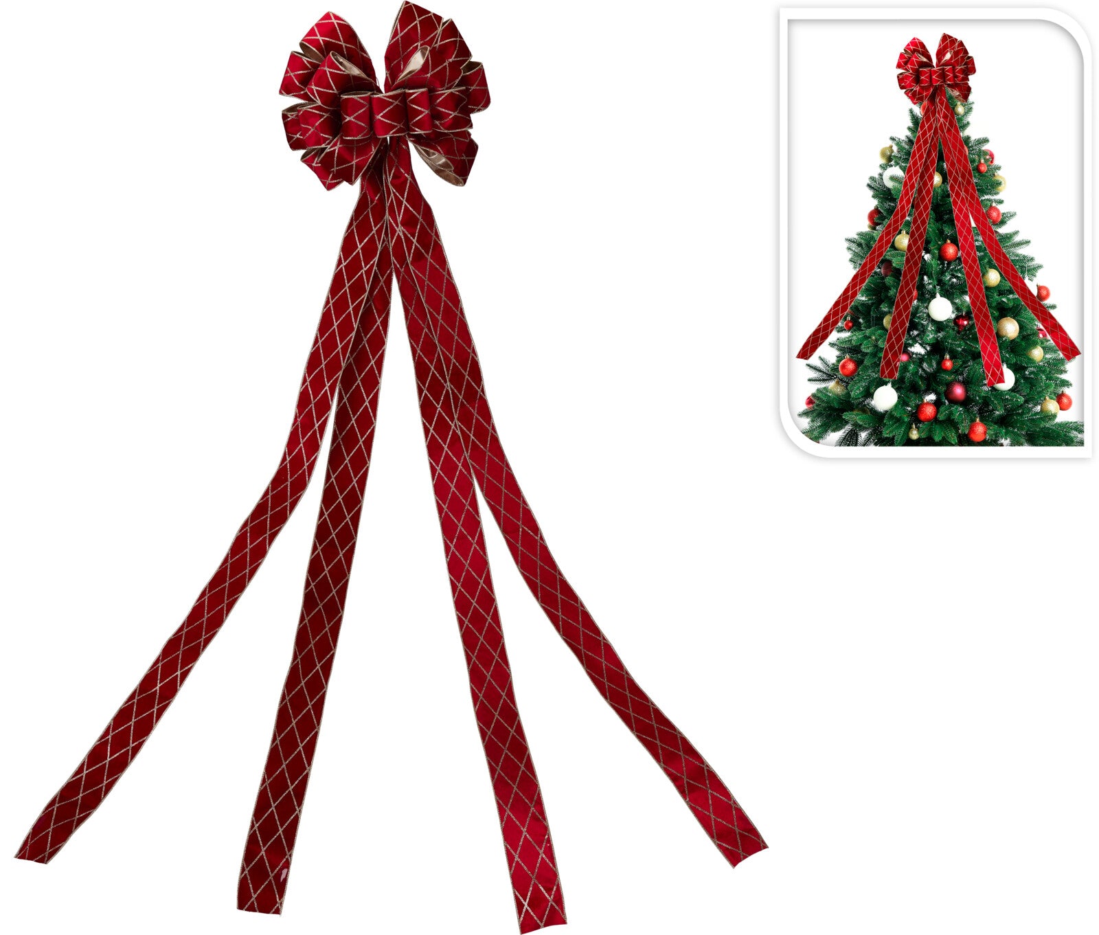 Home & Styling Kerstdecoratie/Kerststrik - 130x33cm - Rood