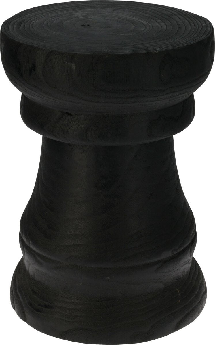 Paulownia Houten Bijzettafel - Ø27xH42cm - Zwart