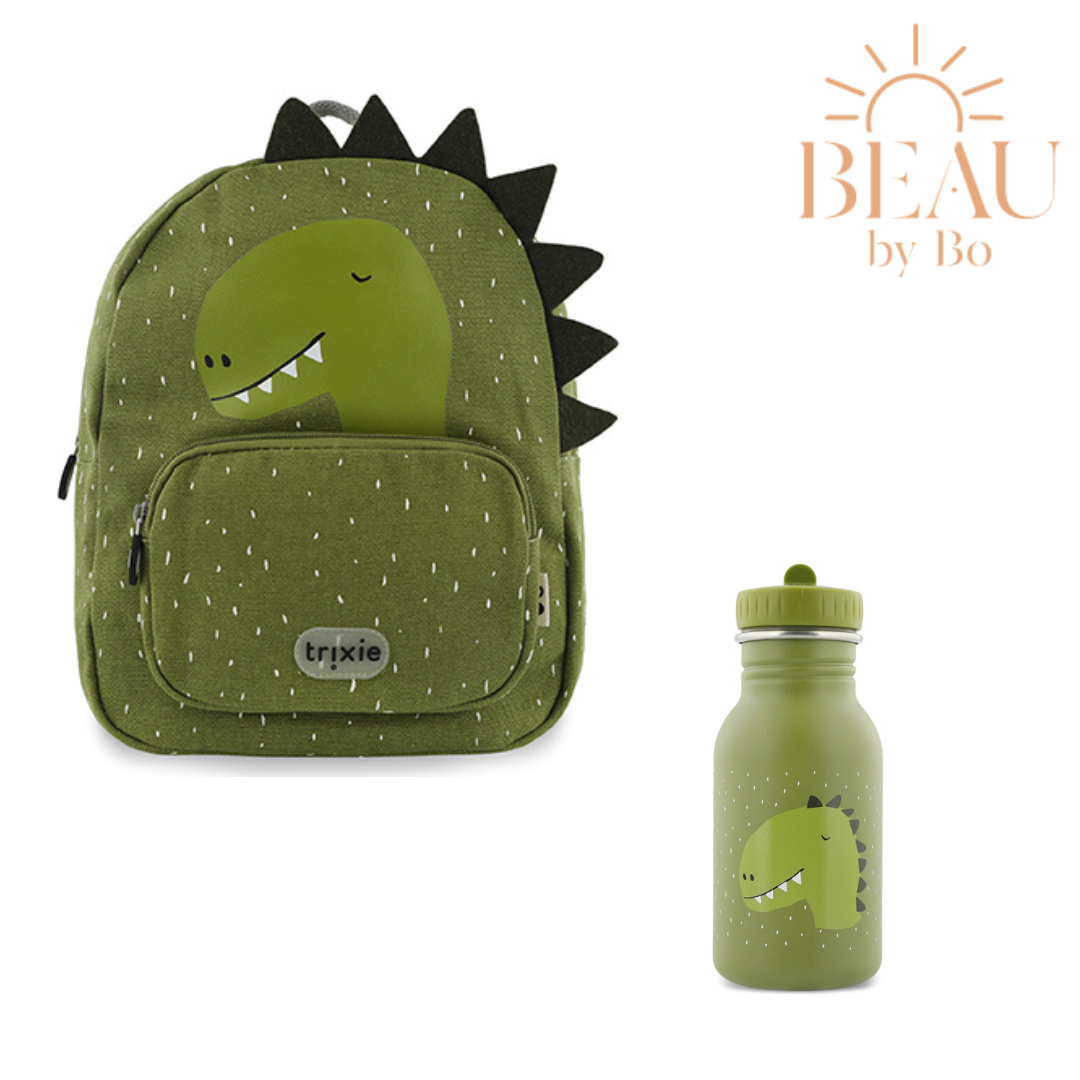 BEAU by Bo Trixie Back to School set - Rugzak/Drinkfles 350ml - Mr. Dino
