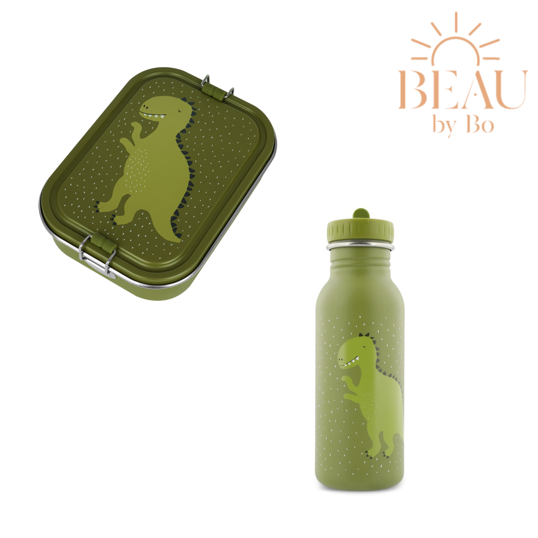 BEAU by Bo Trixie Back to School set - Lunchbox/Drinkfles 500ml - Mr. Dino
