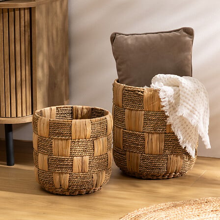 Atmosphera Nadi Jute manden - Set van 2 stuks - Ø28xH30cm - Bruin