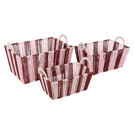 Atmosphera Chéri Opbergmanden - Set van 3 stuks -37x18x27cm - Roze