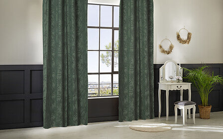 Atmosphera Willow Jacquard Gordijn 135x260cm - Gordijnen kant en klaar met haakjes ringen - Kakigroen