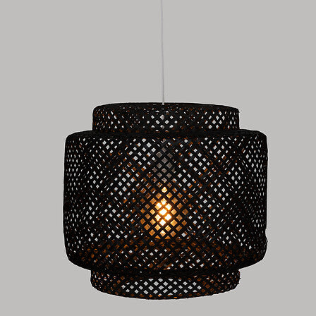 Atmosphera Hanglamp gevlochten Bamboe - 40 x 38 cm - Zwart