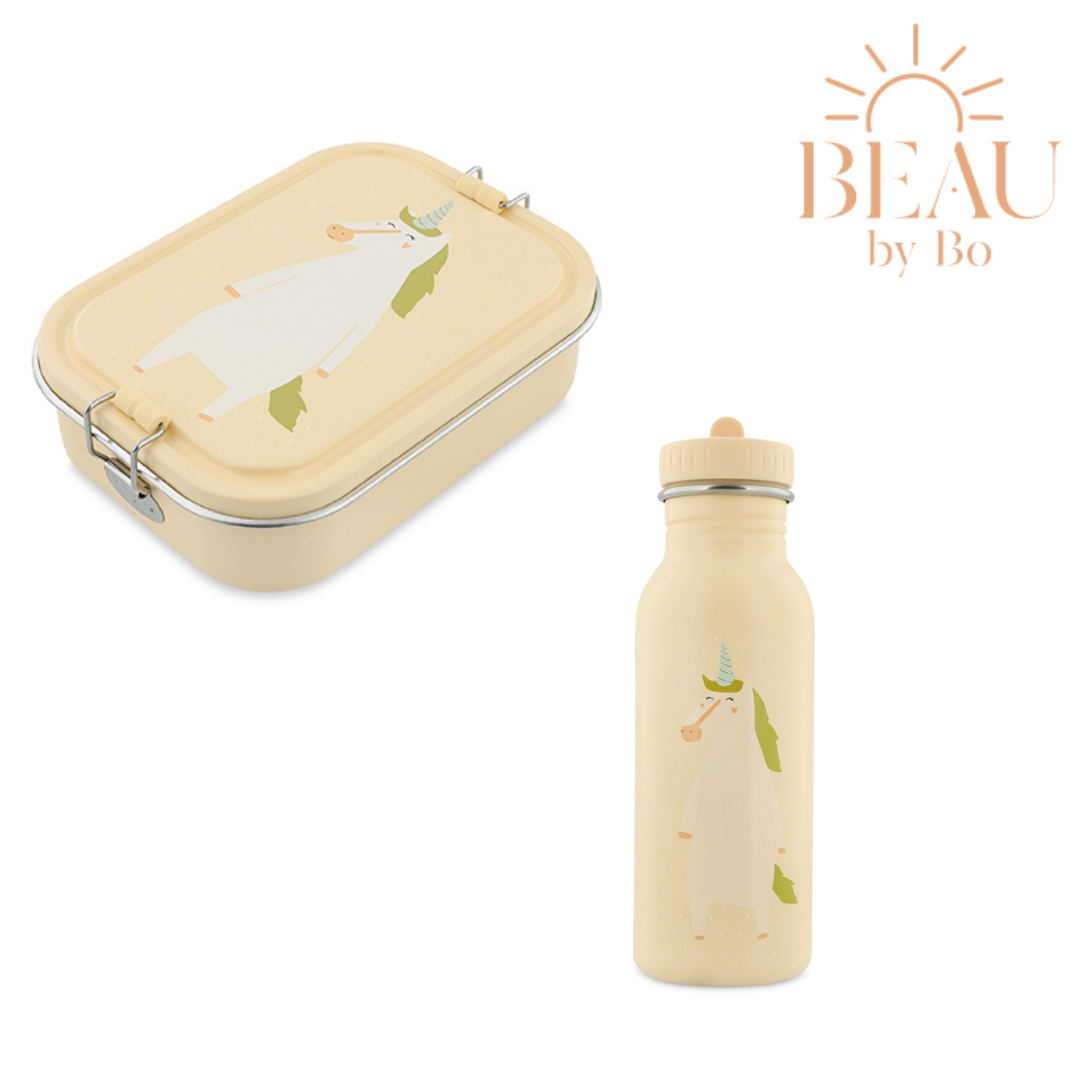 BEAU by Bo Trixie Back to School set - Lunchbox/Drinkfles 500ml - Mrs. Unicorn
