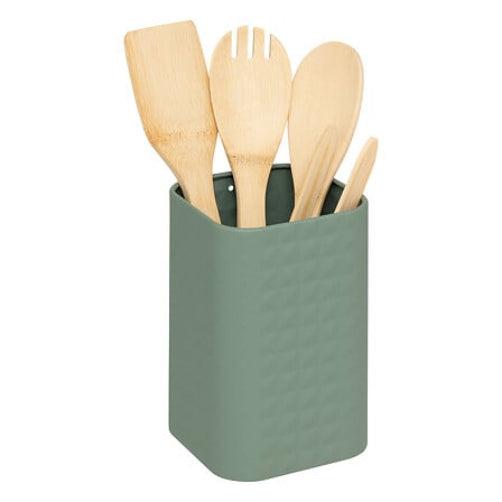 5Five Bestekhouder - Lepel, vork, spatel en tang - 12x12x30cm - Groen