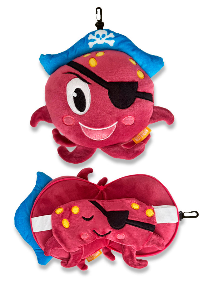 ZooNap Otty Octo - Reiskussen met slaapmasker - Geschikt vanaf 3 jaar - Rood