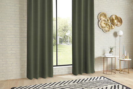 Atmosphera Verduisteringsgordijn 135x240cm - Gordijnen kant en klaar met haakjes ringen - Kakigroen
