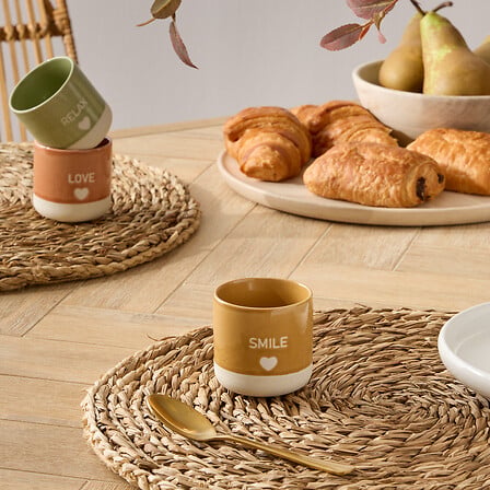 Secret de Gourmet SMILE Kop - Set van 4 stuks - 14cl - Ø6xH11cm - Porselein - Mosterd