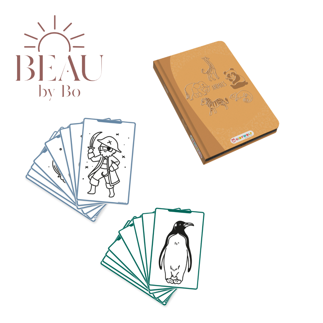 BEAU by Bo Kidywolf Kidydraw Mini Tekenboek met LCD-scherm Dieren + Refill Dieren & Oceanen en Piraten