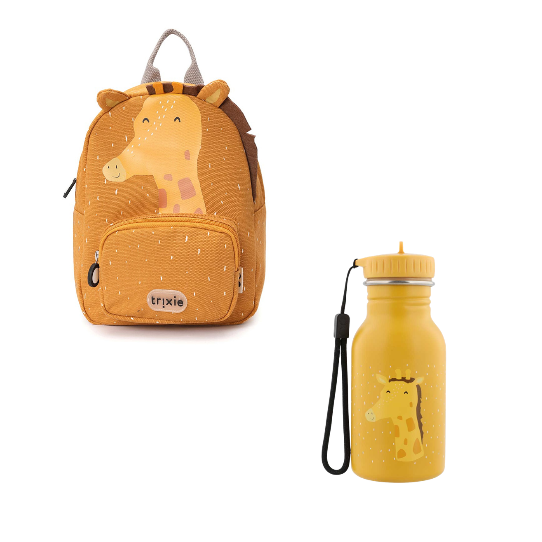 Bundel Trixie Back to School set - Rugzak/Drinkfles 350ml - Mr. Giraffe